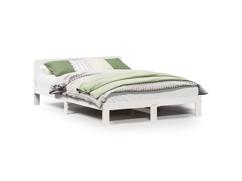  Lit double- lit adulte -  cadre de lit sans matelas blanc 135x190 cm bois de pin massif  - Conforama A