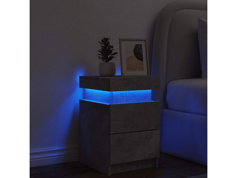 Table de chevet - cabinet de chevet - table de nuit avec lumières led gris béton 35x39x55 cm  - Conforama C