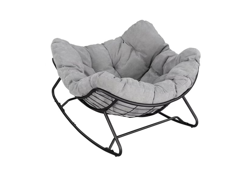  Fauteuil œuf individuel à bascule, fauteuil balcon demi-lune, chaise salon confortable, noir  - Conforama A