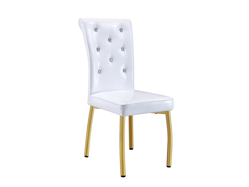 Lot de 2 chaises de salle à manger 61,5x42x101 cm effet crocodile blanc et doré  - Conforama A