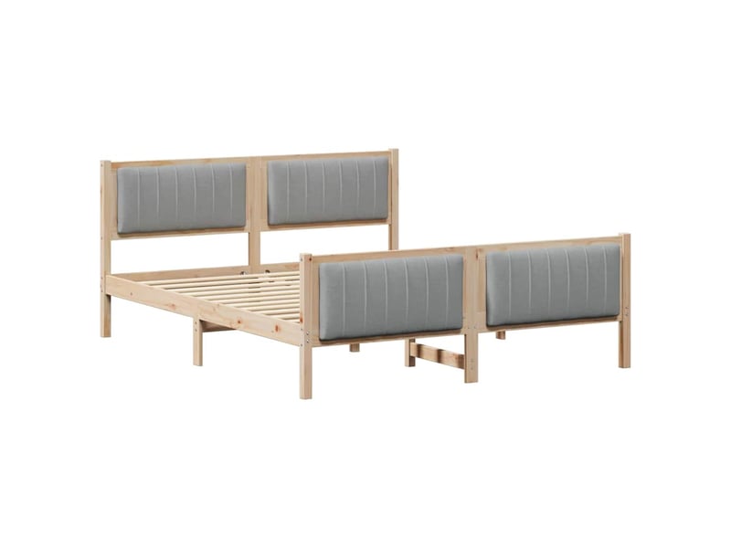  Lit double- lit adulte -  cadre de lit avec tête de lit marron et gris clair 150 x 200 cm  - Conforama A