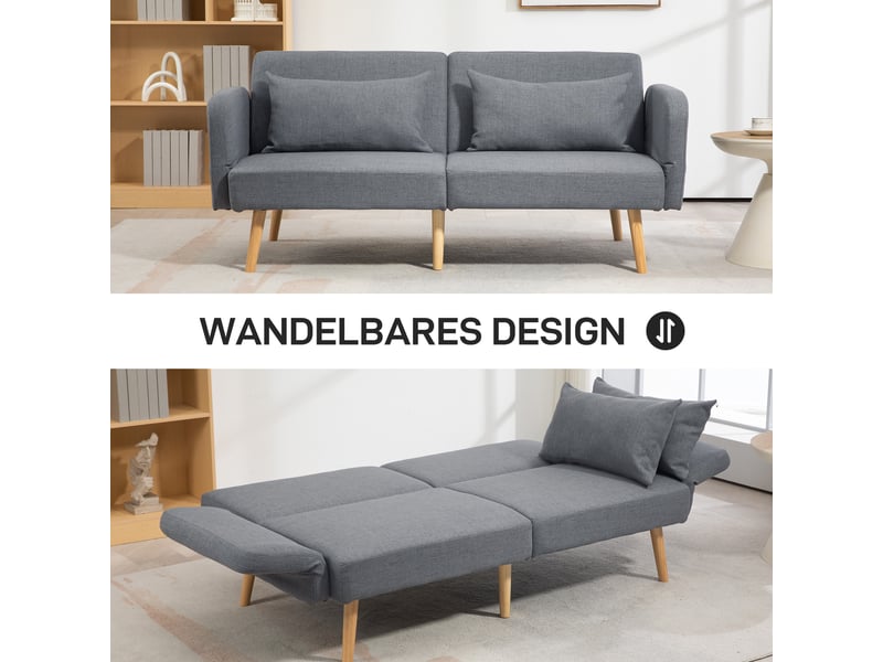  Canapé convertible 3 places dossier inclinable tissu gris 170 x 83 x 80 cm  - Conforama D