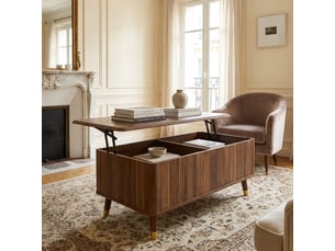 Table basse rectangulaire coloris bois foncé <strong>URBAN MEUBLE</strong> <strong></strong> - 97 cmx97 cm