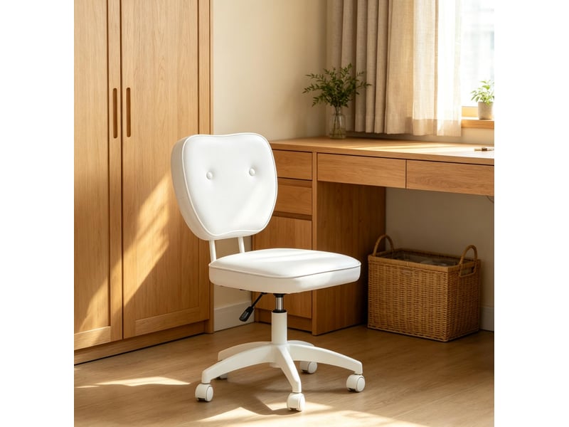  Chaise de bureau 46 x 59 x 82-92 cm - blanche - hauteur réglable, pivotante à 360 degrés, sans accoudoirs  - Conforama D