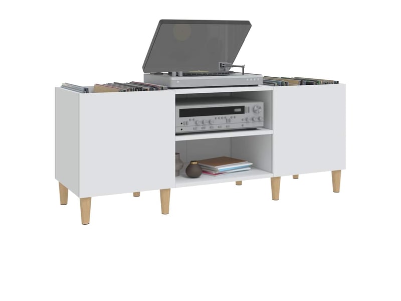  Meuble à disques blanc 121x38x48 cm bois d'ingénierie  - Conforama D