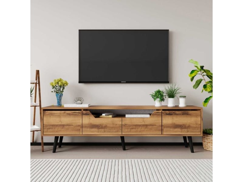  Meuble tv en aggloméré 180 x 29.8 x 48 cm roma noyer  - Conforama E