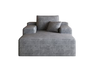 Méridienne 1 place 115 x 159 x 83 cm, en velours côtelé gris foncé