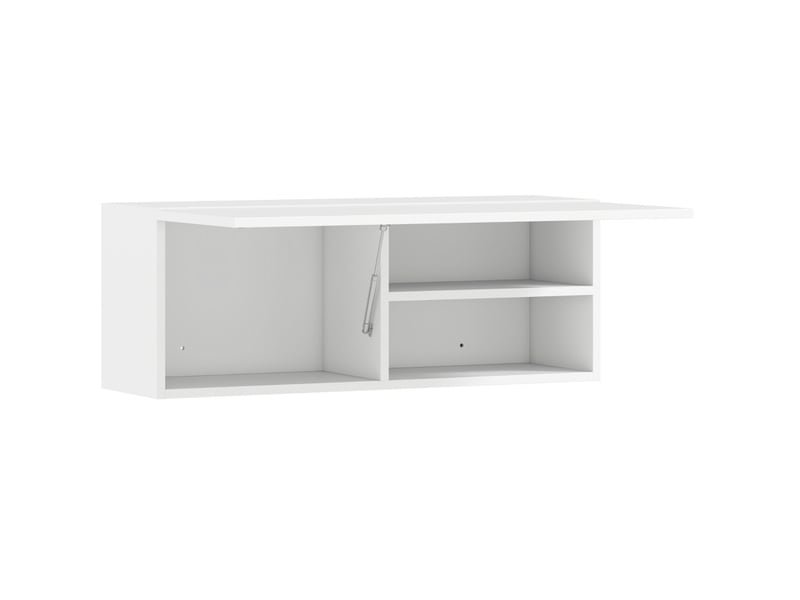  Meuble de salle de bain mural 80 x 25 x 30 cm blanc en bois, porte relevable, rangement avec étagère  - Conforama D