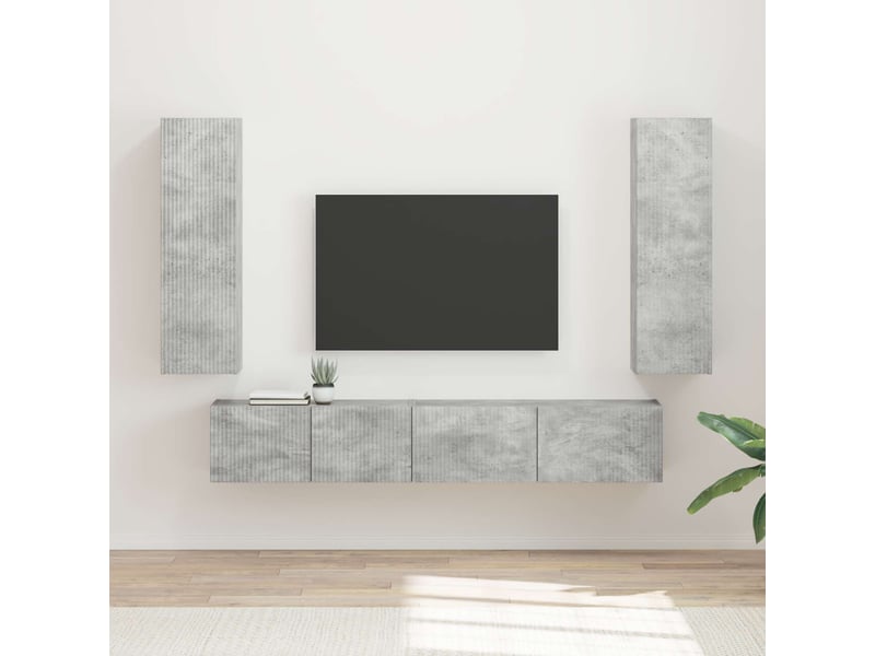  Ensemble meuble tv - banc tv - meuble de rangement 3 pcs gris béton bois d'ingénierie  - Conforama B