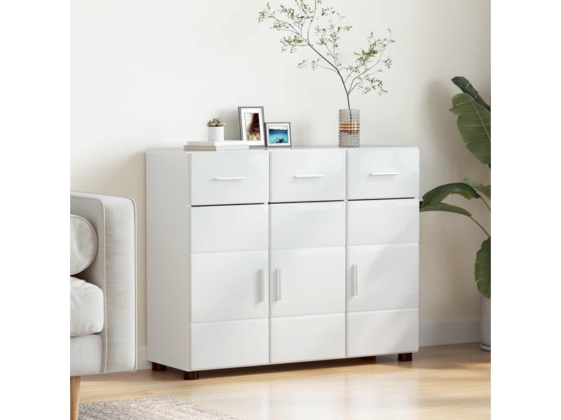 Buffet - bahut - meuble de rangement florin 88,5 x 30,5 x 73 cm blanc brillant  - Conforama B