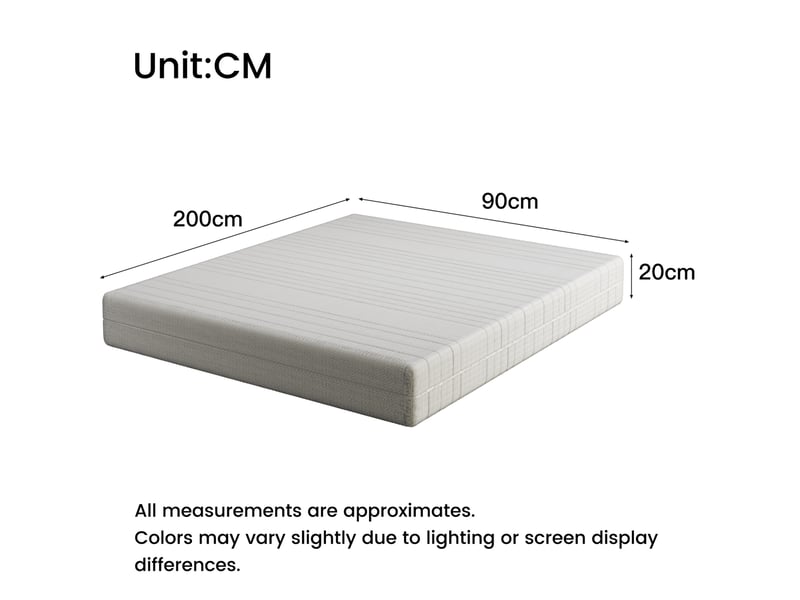  Matelas mousse tcqpz 90 x 200 cm 20 cm à mémoire de forme soutien moyen blanc  - Conforama A