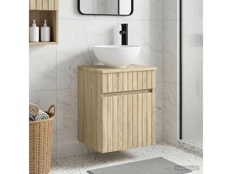  Meuble de lavabo mural, rangement salle de bain chêne sonoma 39x41x64.5 cm  - Conforama B
