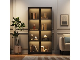 Vitrine coloris noir 3 étagère(s) SAPGAKS  - 80 cmx160 cm