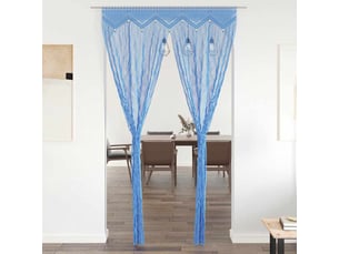 Rideau en macramé, rideau de porte bleu 140x240 cm coton cf43864
