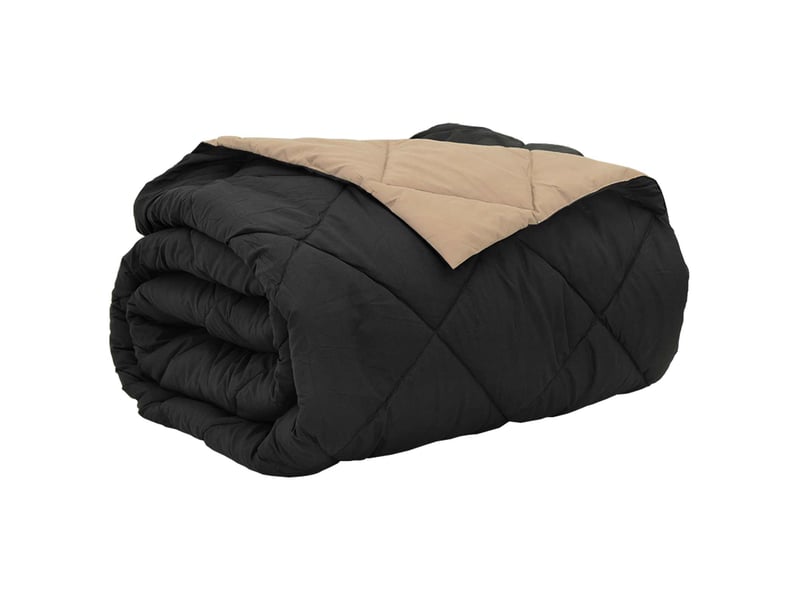  Duvet - couette d'été simple 220 x 200 cm été 200 gsm noir et taupe  - Conforama A