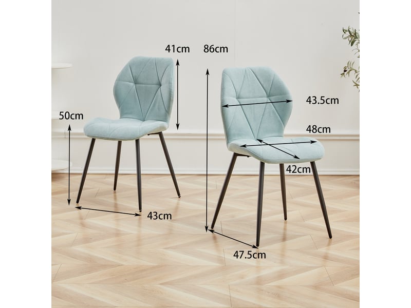  Lot de 4 chaises - chaise de salle à manger vintage en forme de diamant - chaise en lin - pieds en métal(menthe) Grand-house - Conforama E