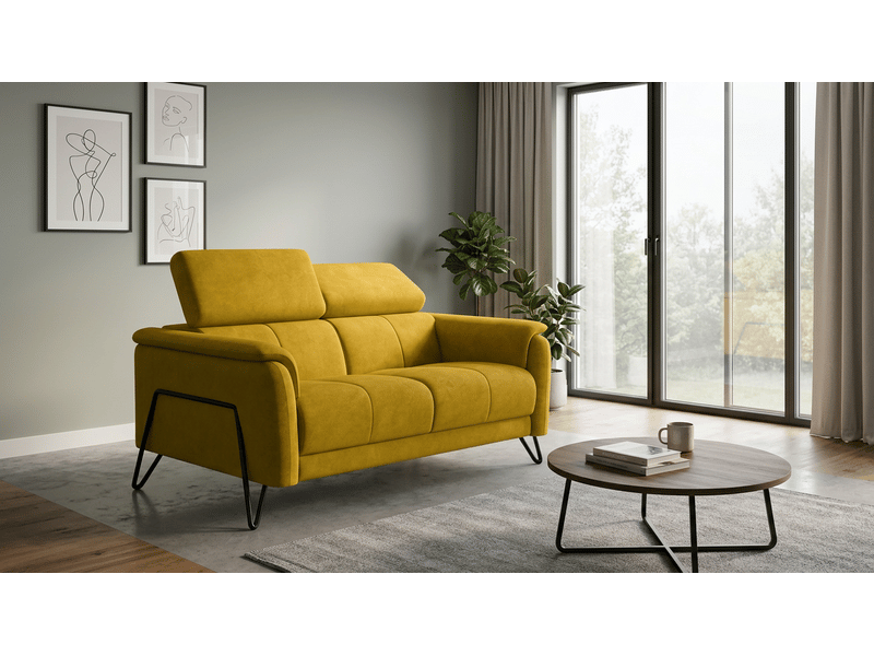  Canapé 2 places roden, tissu velours jaune foncé RODEN - Conforama B