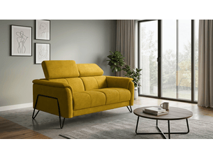 Canapé 2 places roden, tissu velours jaune foncé