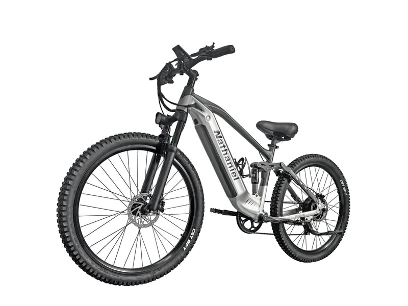  Vtt électrique tout suspendu nathaniel syr03, 27,5 longue autonomie, argenté  - Conforama B