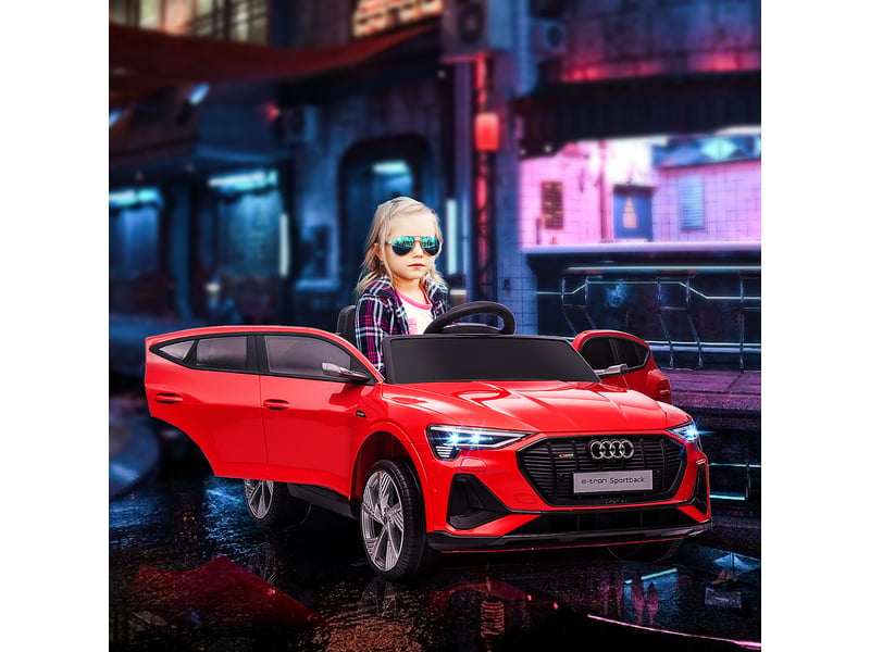  Voiture électrique audi e-tron sportback sous licence, 12 v, 5 kmh, télécommande 2,4g, phares led, musique, usb mp3  - Conforama C