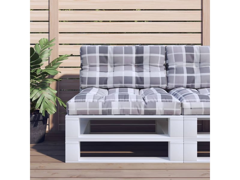  Coussin de palette, coussin de chaise, coussin de canapé motif à carreaux gris 70x40x12 cm tissu cf55363  - Conforama B