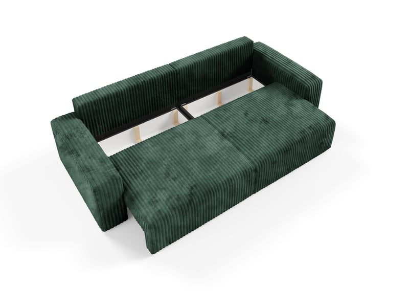 Canapé convertible 4 places en velours côtelé fano vert - Conforama E
