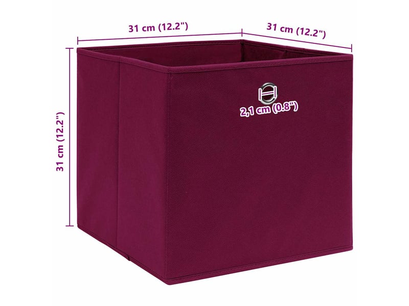  Boîtes de rangement 4 pcs rouge foncé 32x32x32 cm tissu shl34811  - Conforama E
