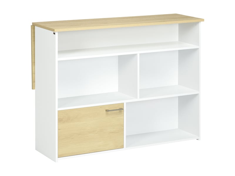  Table de bar moderne en mdf pour 2 personnes avec 4 étagères ouvertes et un placard, 116 x 79,5 x 91 cm  - Conforama B