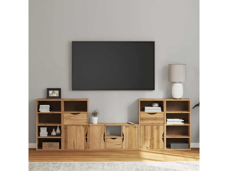  Meubles tv - banc tv - meuble de rangement 5 pcs avec rangement odda bois de pin massif  - Conforama B