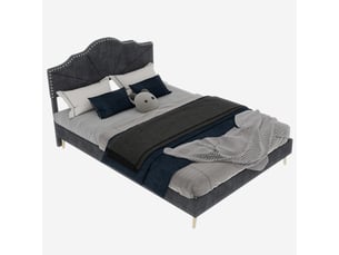Lit 160x200 cm gris structure basse multifonction tête moelleuse sans matelas