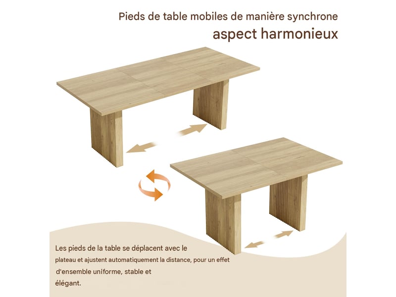  Table à manger extensible en mdf coloris chêne 140-200x90x75 cm - pangivo  - Conforama E