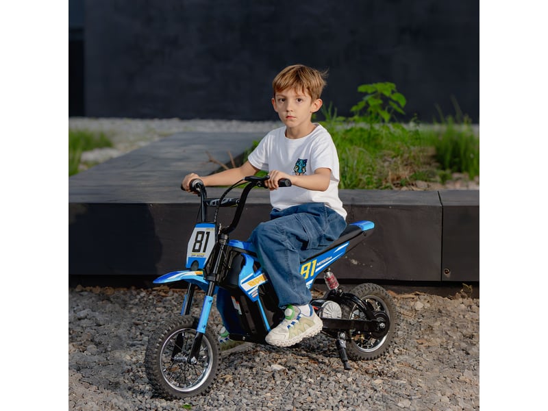 Moto électrique 24 v pour enfants, moteur 250 w, vitesse de 6 à 16 kmh, roues de 12 pouces, pour les enfants de 8 à 12 ans, bleue - Conforama D