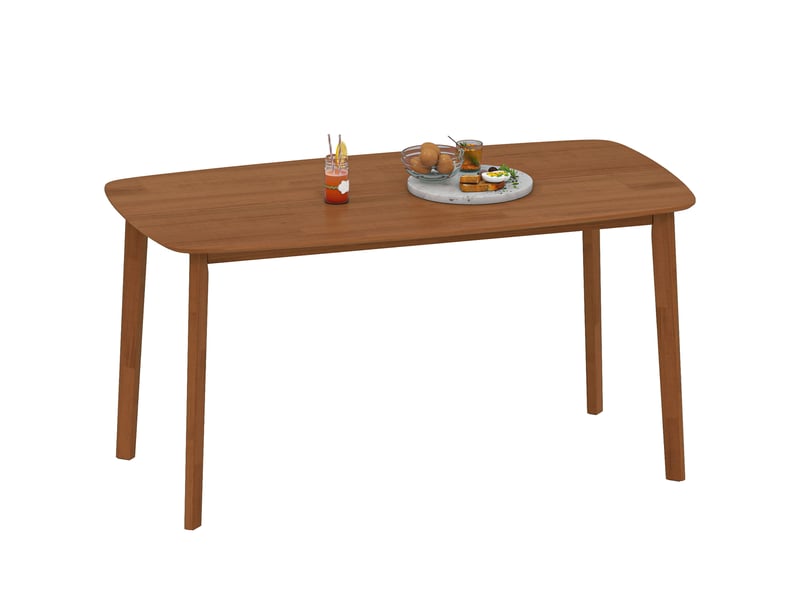  Table de salle à manger, style campagnard, plateau laqué, bois, 150 x 80 cm, marron  - Conforama A