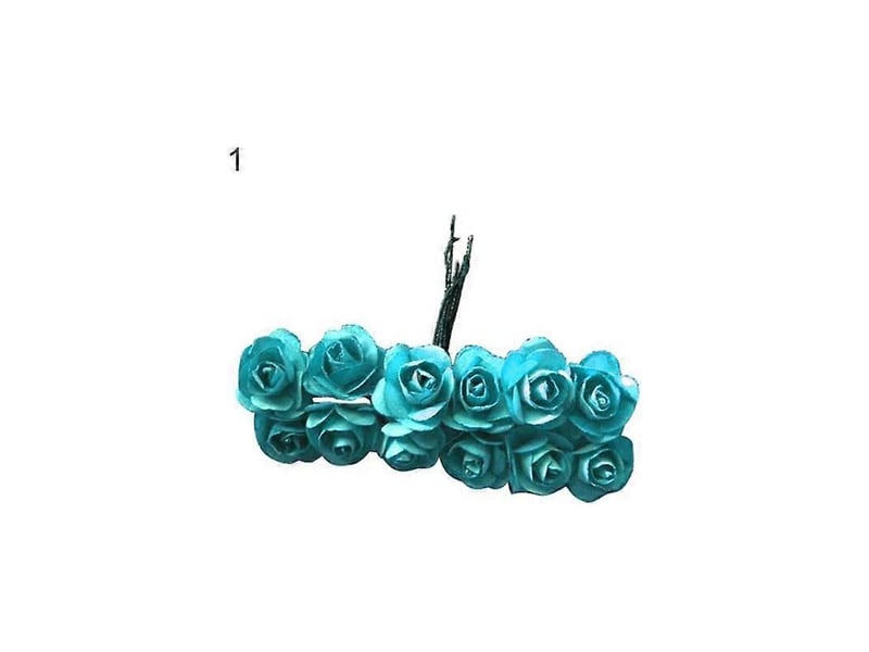  Lot de 12 roses artificielles pour décoration à faire soi-même, pour la maison, un anniversaire, un mariage ou une fête.bleu ciel  - Conforama B