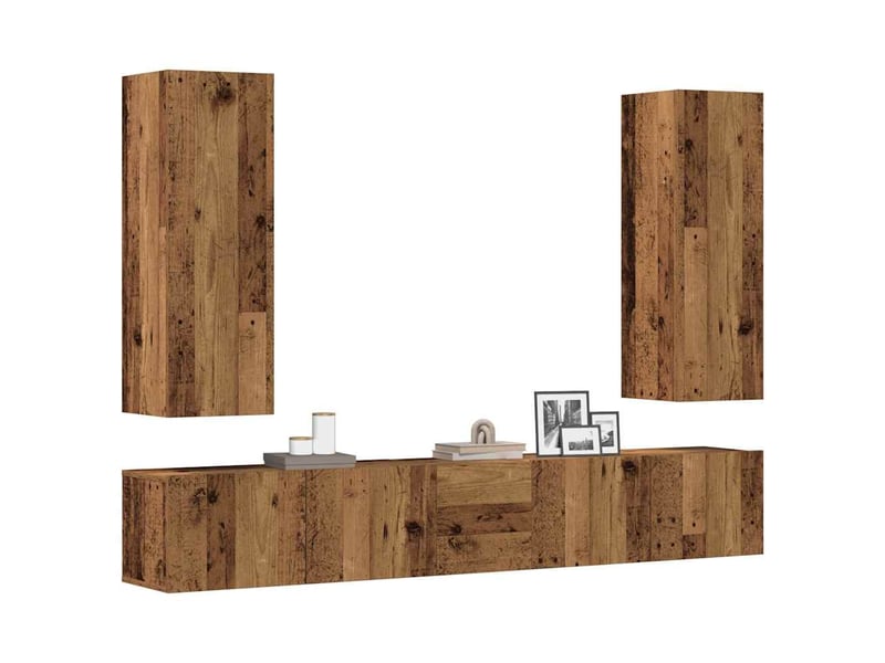  Ensemble de meuble tv - banc tv - meuble de rangement mural 5 pcs vieux bois bois d'ingénierie  - Conforama B