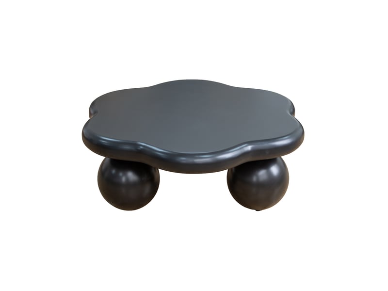  Table basse ulevr forme nuage noire 79 x 79 x 31 cm, pieds sphériques, mdf et plastique, finition mate  - Conforama A