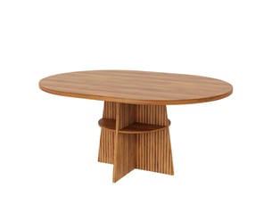 Table à manger extensible 110-150x110x77,5 cm, ronde à ovale, 2-8 personnes, plateau mdf, rangement intégré, gain de place - noyer