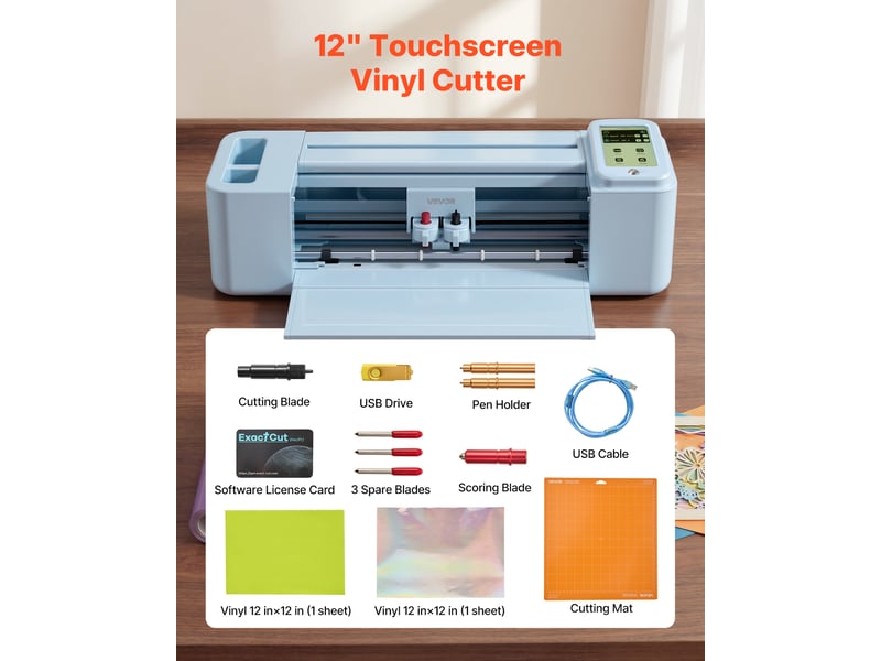  Vevor machine de découpe vinyle 305 mm commande par éran tactile pour diy bleue  - Conforama E