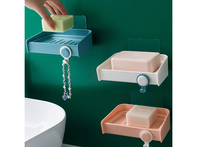  Ensemble de 2 étagères de salle de bain - fixation murale - non perforées (blanc)  - Conforama B