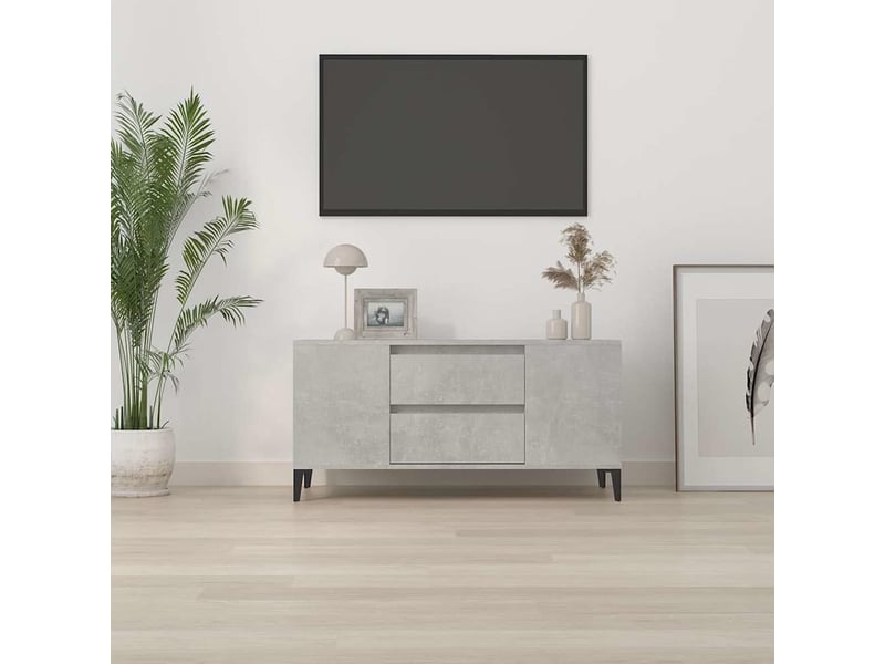  Meuble tv - banc tv - meuble de rangement gris béton 102x44,5x50 cm bois d'ingénierie  - Conforama C