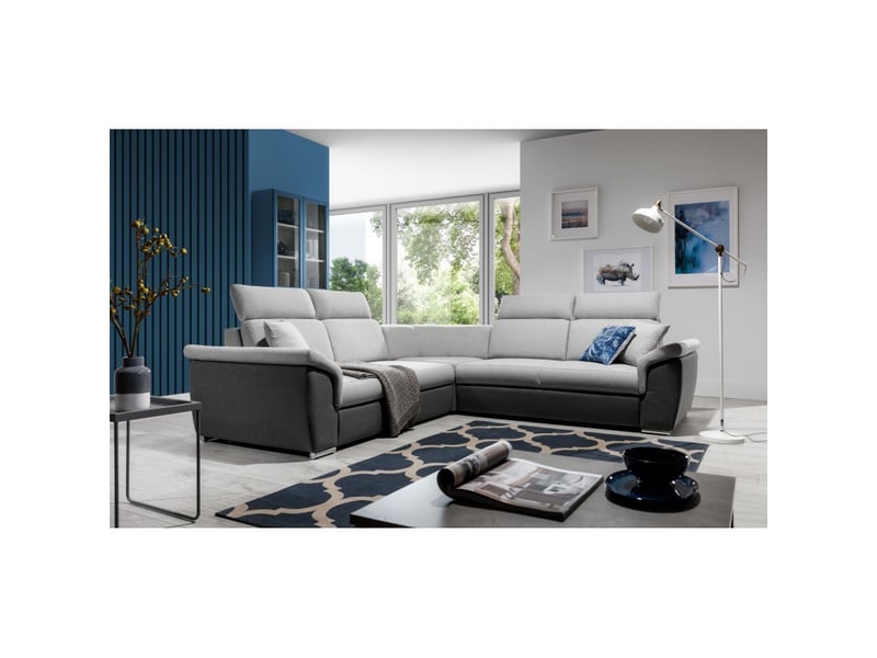  Canapé d'angle frederico gris 5 places avec coffre 266x266cm  - Conforama A