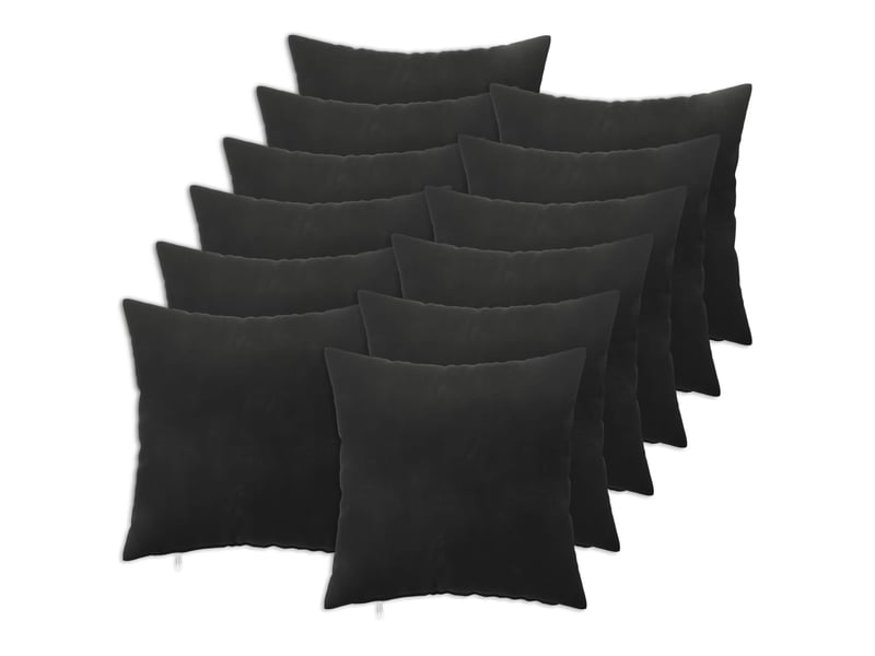 Lot de 12 coussins avec oreiller, coussins décoratifs heerlen noir velours cf50138 - Conforama A