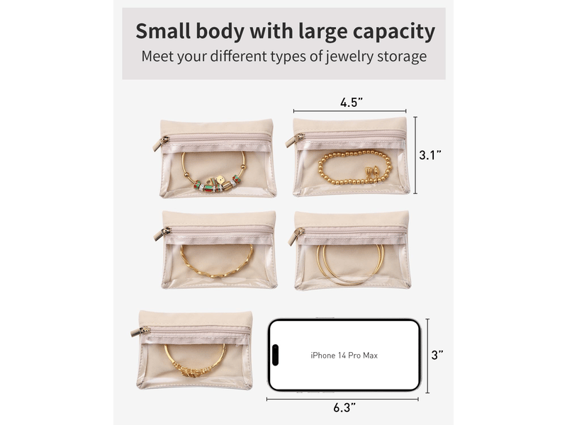  Lot de 12 étui de voyage pour bijoux, pochette en velours transparent avec poches zip, sac organza, cadeau  - Conforama D