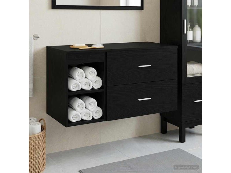  Ensemble de mobilier de salle de bain 2 pcs chêne noir shl2838  - Conforama B