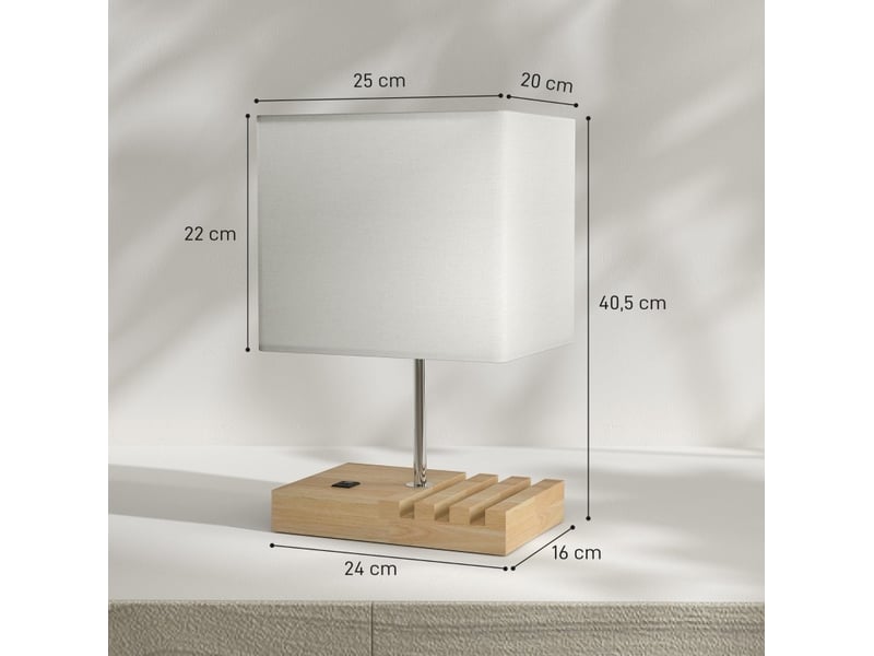  Lampe de chevet usb avec rangement 25 x 20 x 40,5 cm blanche evryae  - Conforama E