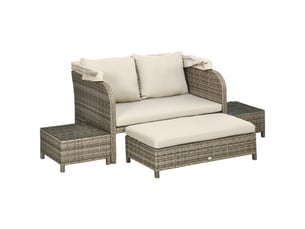 Ensemble salon de jardin 4 pcs | mobilier de jardin beige marron