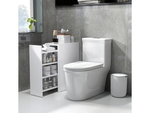 Rangement bas salle de bain étroit avec tiroir 47 x 25 x 66,5 cm blanc cravdom