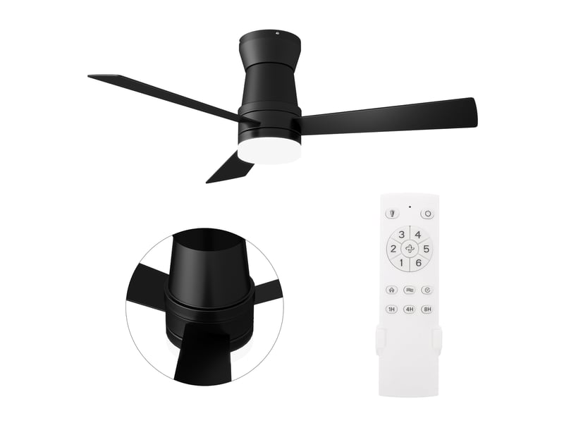  Ventilateur de plafond avec éclairage led, 6 vitesses de ventilation, noir, 42 pouces - 3 pales  - Conforama A