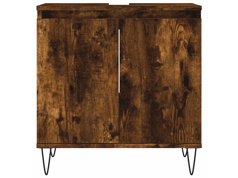  Amoire de salle de bain chêne fumé 58x33x60cm bois d'ingénierie shl1868  - Conforama D