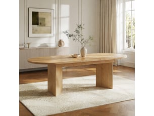 Table de salle à manger extensible pour 6 à 8 personnes, plateau épais et angles arrondis, mdf chêne, 200 × 90 × 75 cm